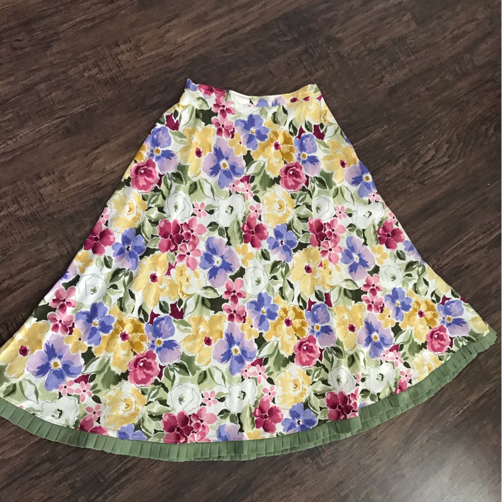 Coldwater Creek Floral A-Line Maxi Skirt in Multi-Color M